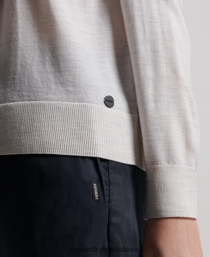 Superdry ženy merino crew jumper 6B4ZTR6712 oblečenie svetlo šedá