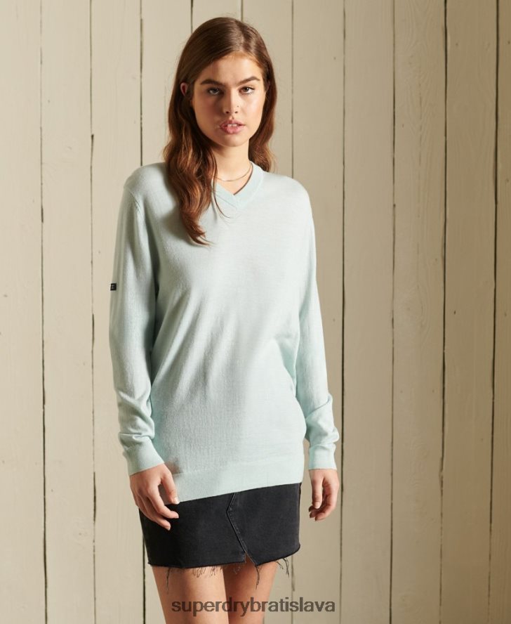 Superdry ženy merino vee sveter voľného strihu studios 6B4ZTR4034 oblečenie zelená