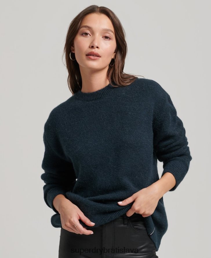 Superdry ženy nevyhnutný super mäkký sveter na krk 6B4ZTR3972 oblečenie námorníctvo