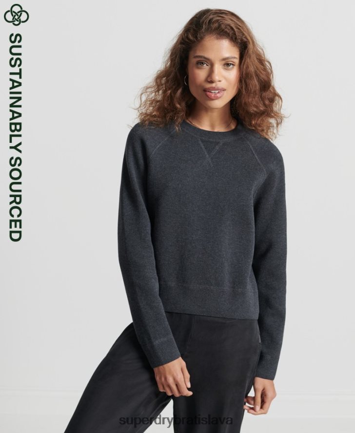Superdry ženy nevyhnutný sveter z organickej bavlny 6B4ZTR6642 oblečenie čierna