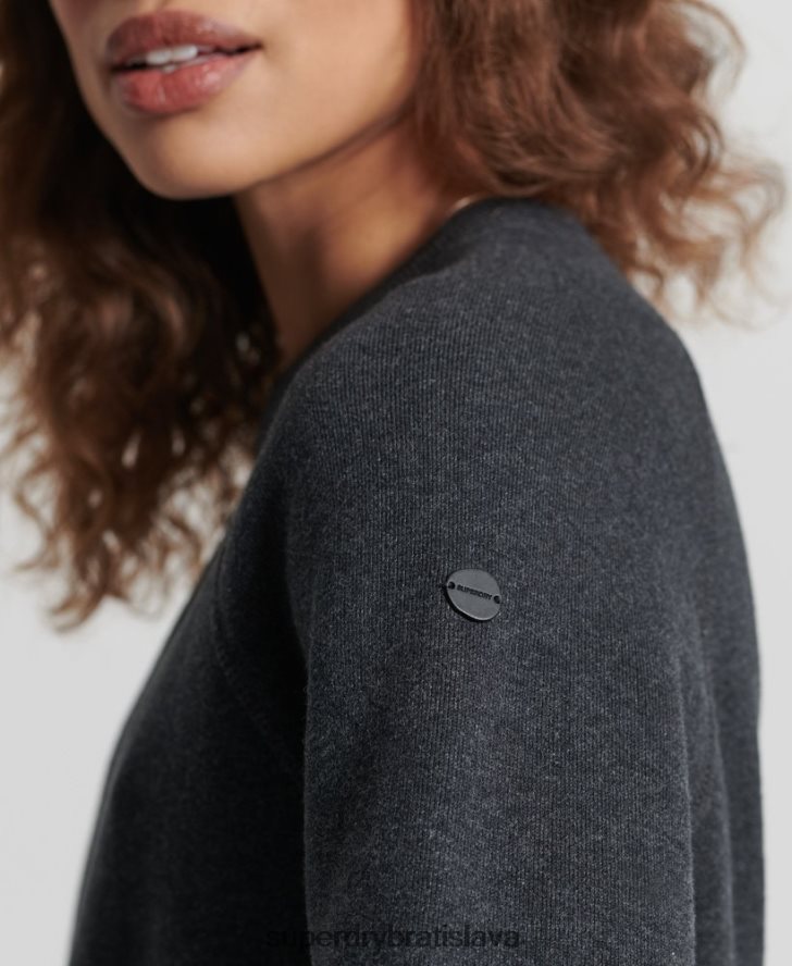 Superdry ženy nevyhnutný sveter z organickej bavlny 6B4ZTR6642 oblečenie čierna