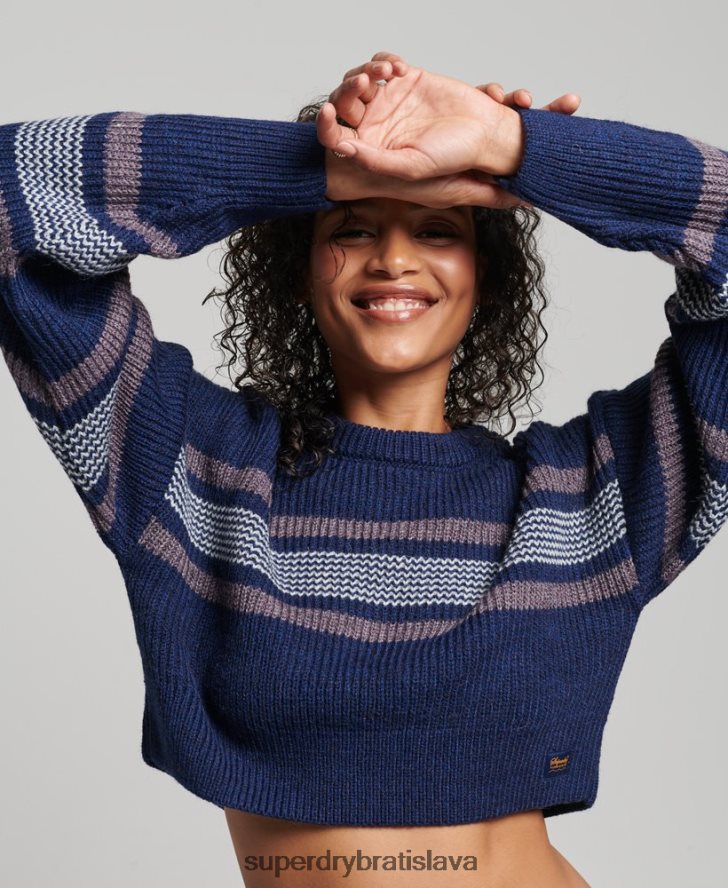 Superdry ženy skrátený klasický crew jumper 6B4ZTR3957 oblečenie námorníctvo