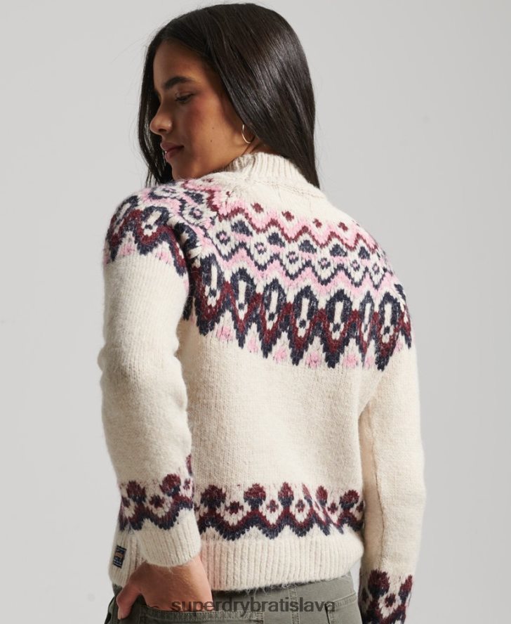 Superdry ženy slouchy fairisle jumper 6B4ZTR3983 oblečenie biely