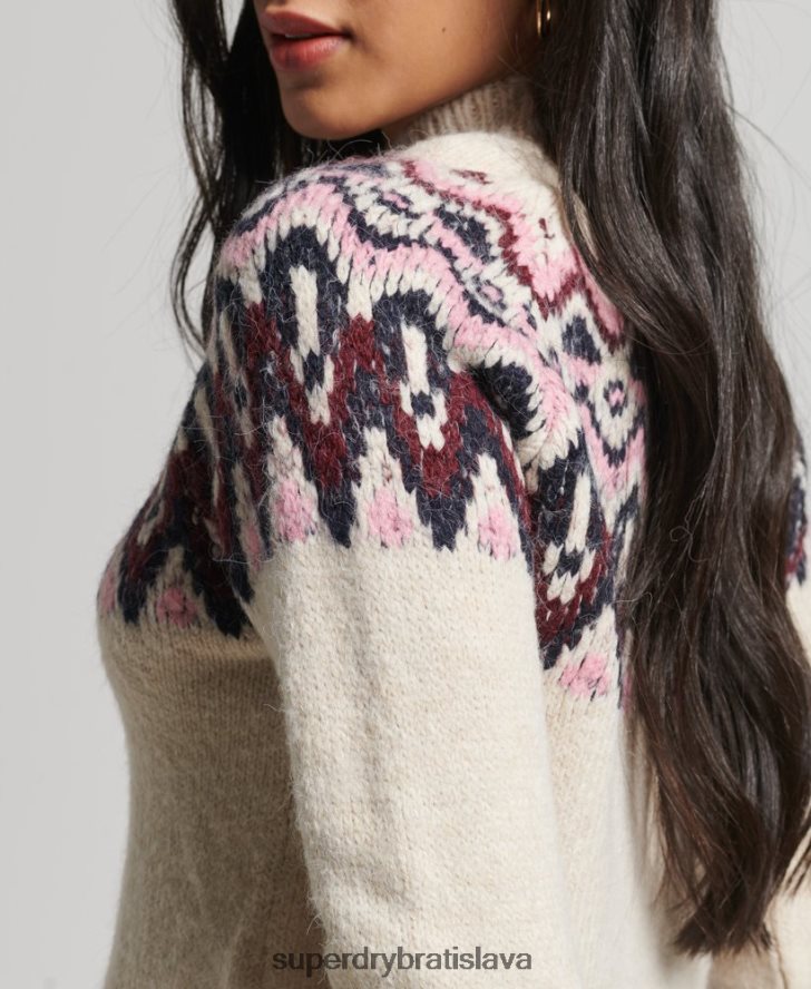 Superdry ženy slouchy fairisle jumper 6B4ZTR3983 oblečenie biely