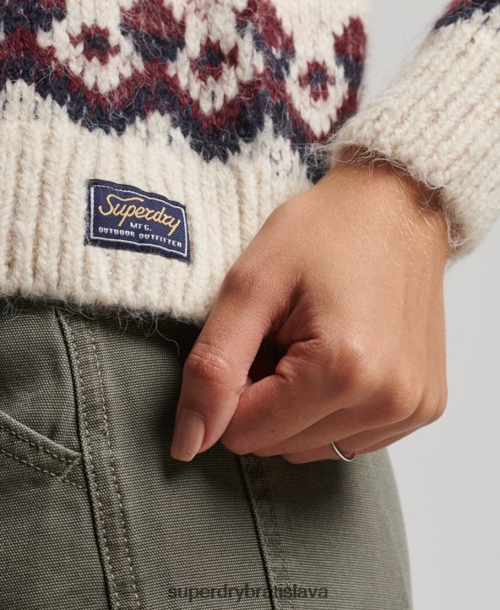 Superdry ženy slouchy fairisle jumper 6B4ZTR3983 oblečenie biely