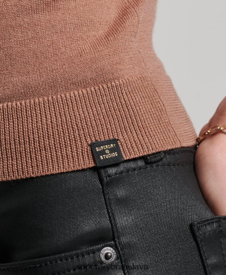 Superdry ženy studios merino roláda s výstrihom 6B4ZTR2972 oblečenie hnedá