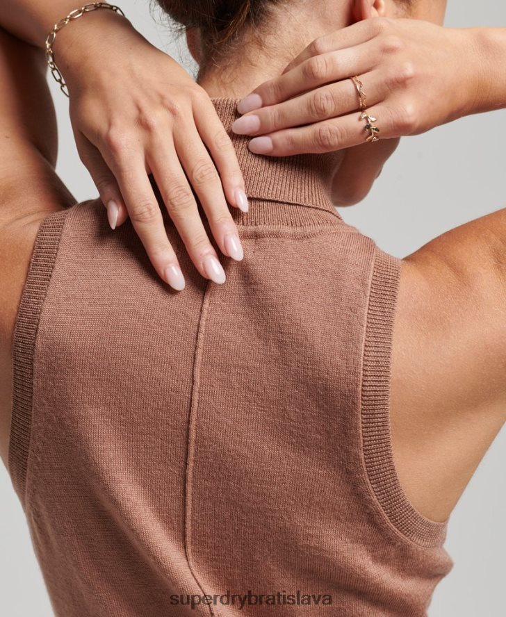 Superdry ženy studios merino roláda s výstrihom 6B4ZTR2972 oblečenie hnedá