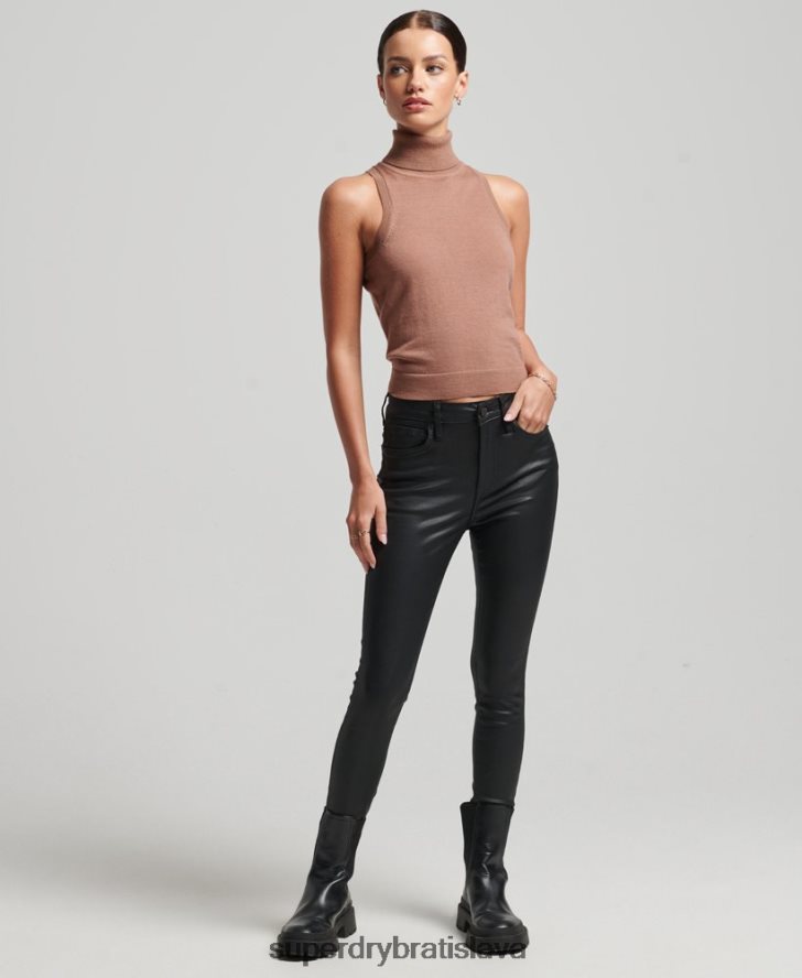 Superdry ženy studios merino roláda s výstrihom 6B4ZTR2972 oblečenie hnedá