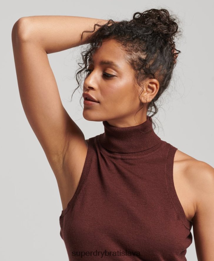 Superdry ženy studios merino roláda s výstrihom 6B4ZTR4031 oblečenie hnedá