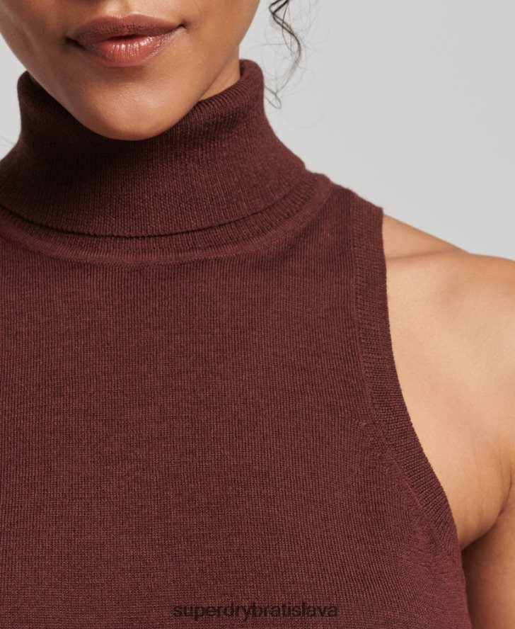 Superdry ženy studios merino roláda s výstrihom 6B4ZTR4031 oblečenie hnedá