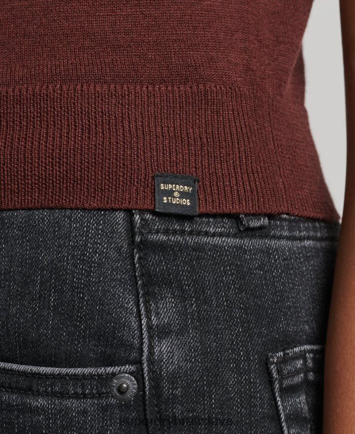 Superdry ženy studios merino roláda s výstrihom 6B4ZTR4031 oblečenie hnedá