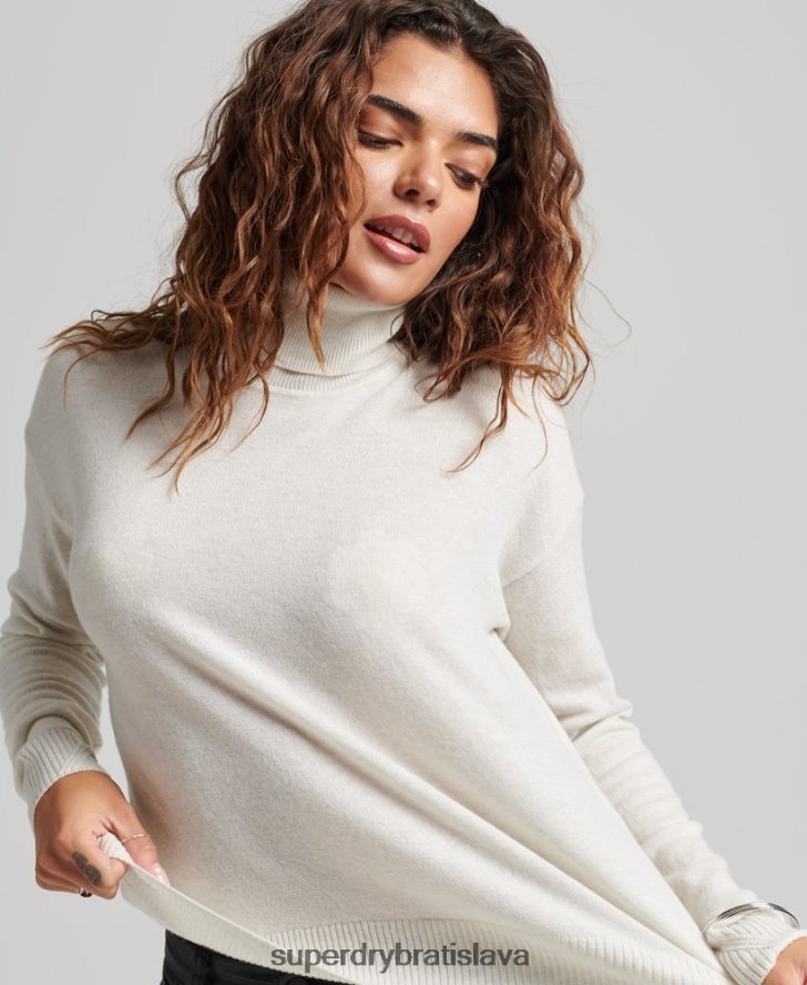 Superdry ženy sveter z jahňacej vlny 6B4ZTR3979 oblečenie svetlo šedá
