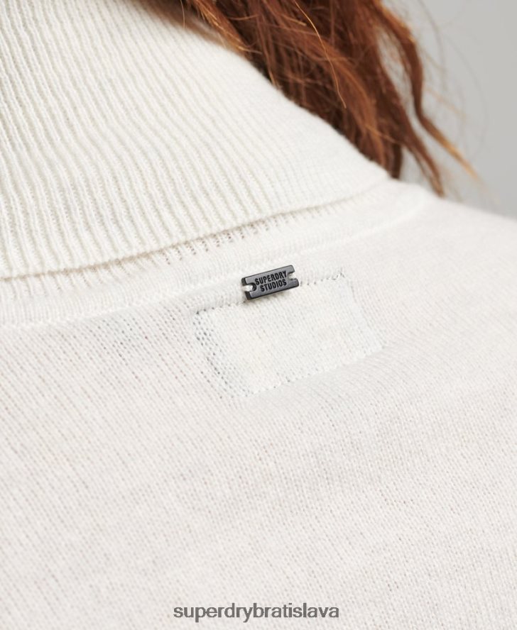 Superdry ženy sveter z jahňacej vlny 6B4ZTR3979 oblečenie svetlo šedá