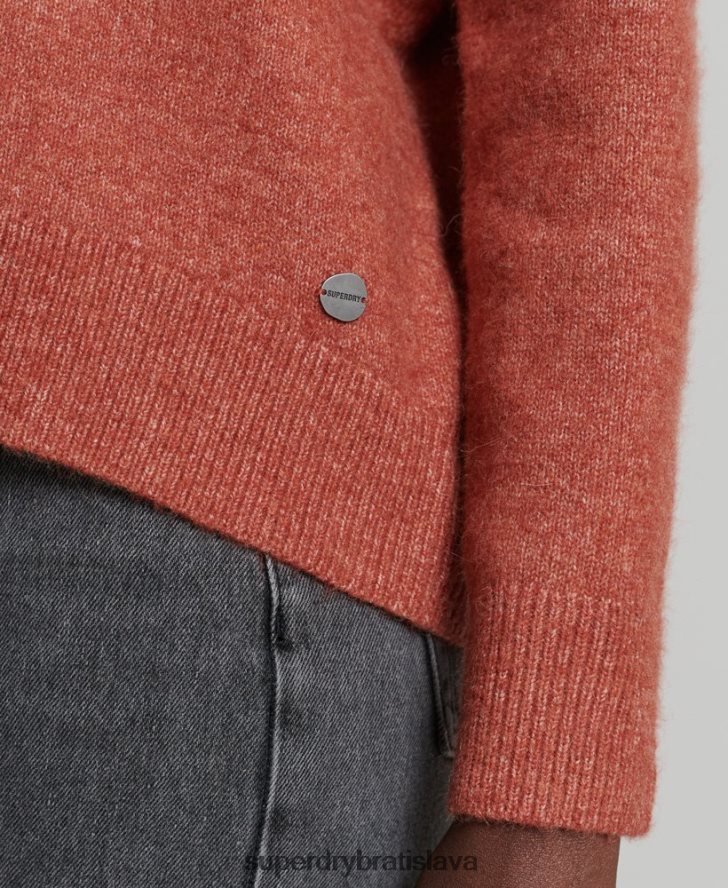 Superdry ženy štúdiový pletený sveter s véčkovým výstrihom 6B4ZTR3984 oblečenie oranžová