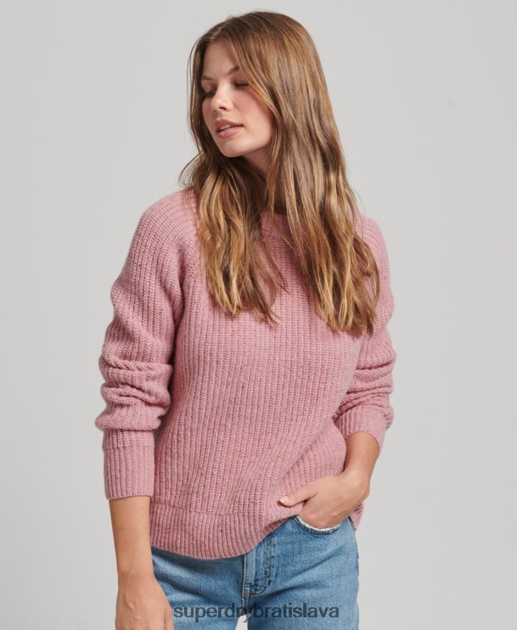 Superdry ženy tvídový rebrovaný nákrčník 6B4ZTR3952 oblečenie Ružová