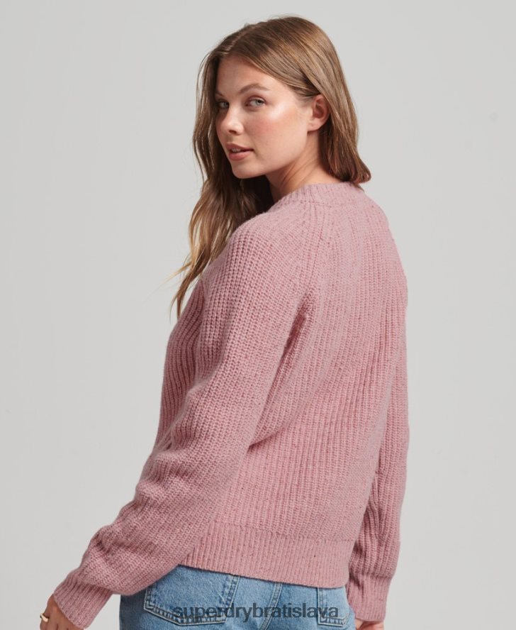 Superdry ženy tvídový rebrovaný nákrčník 6B4ZTR3952 oblečenie Ružová