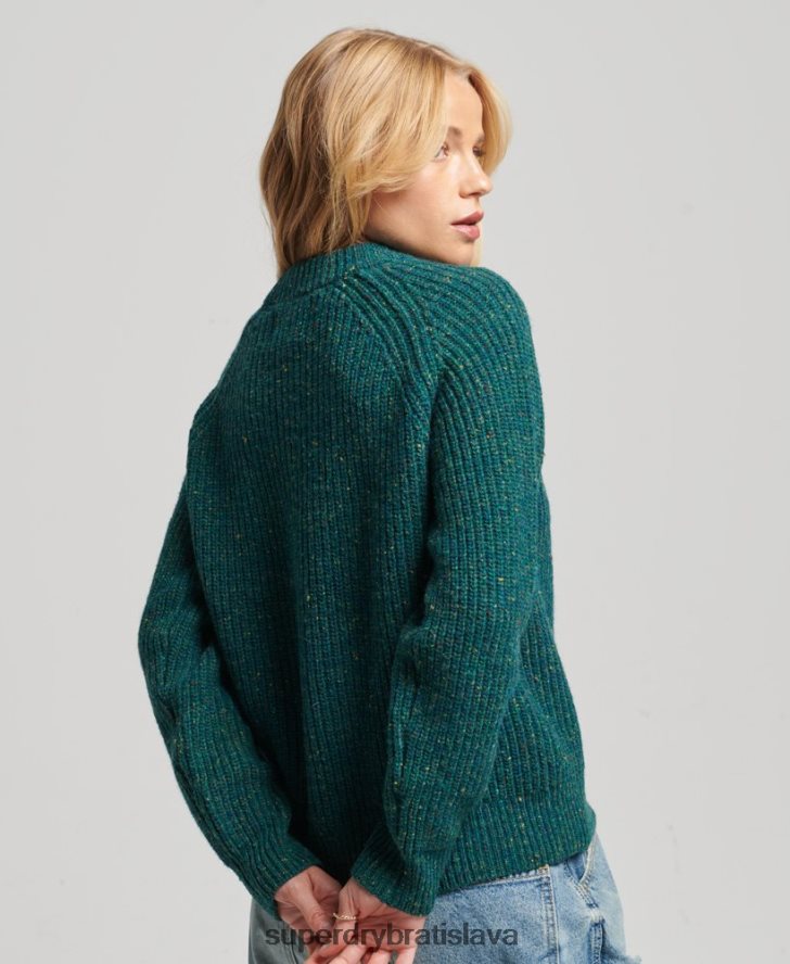Superdry ženy tvídový rebrovaný nákrčník 6B4ZTR3953 oblečenie zelená