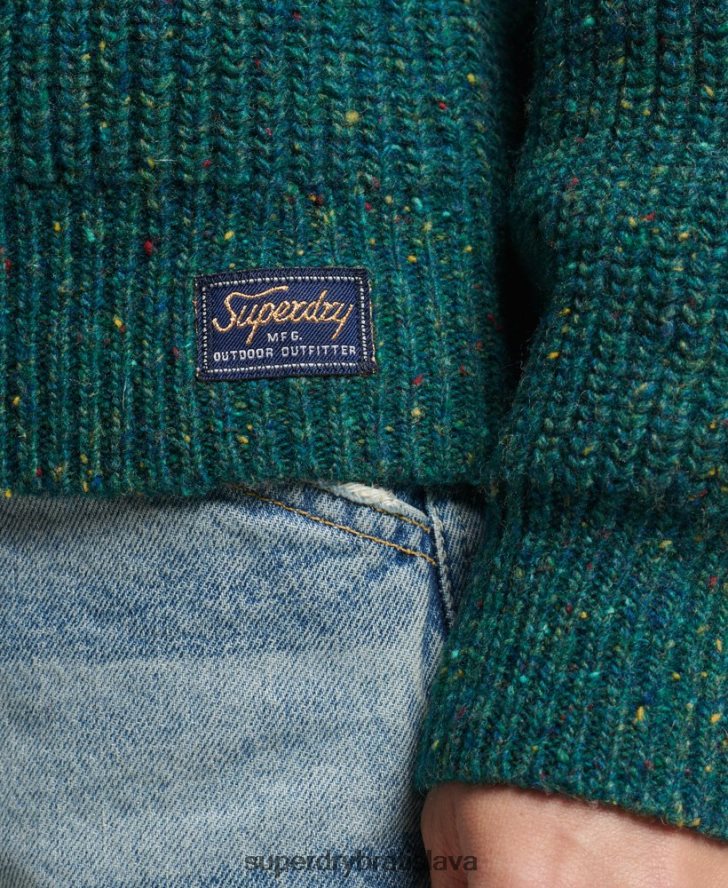 Superdry ženy tvídový rebrovaný nákrčník 6B4ZTR3953 oblečenie zelená
