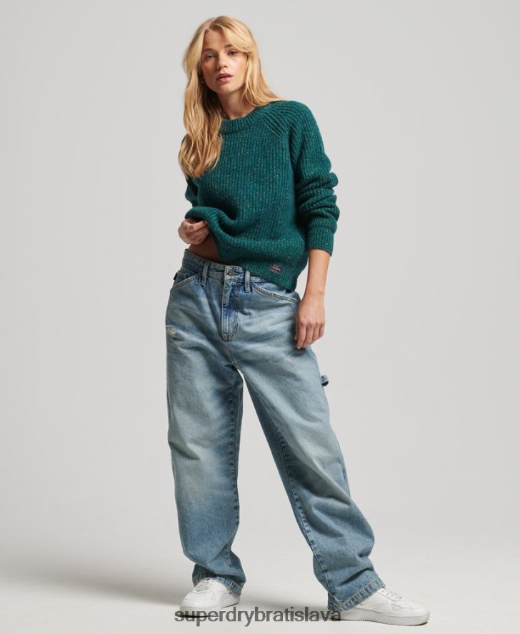 Superdry ženy tvídový rebrovaný nákrčník 6B4ZTR3953 oblečenie zelená