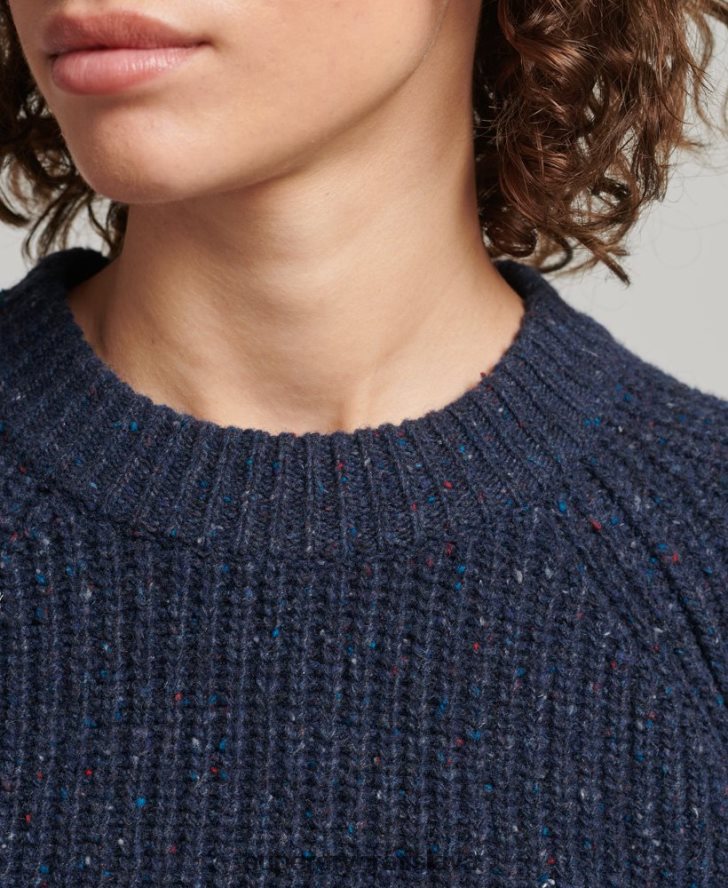 Superdry ženy tvídový rebrovaný nákrčník 6B4ZTR3988 oblečenie námorníctvo