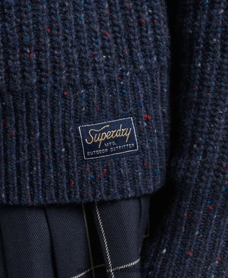 Superdry ženy tvídový rebrovaný nákrčník 6B4ZTR3988 oblečenie námorníctvo