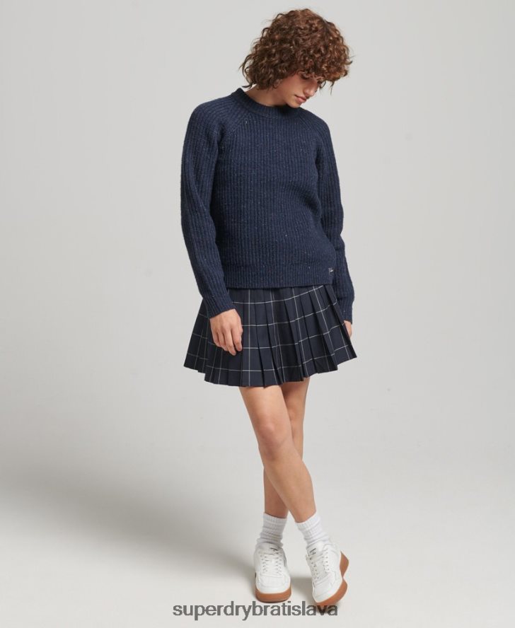 Superdry ženy tvídový rebrovaný nákrčník 6B4ZTR3988 oblečenie námorníctvo