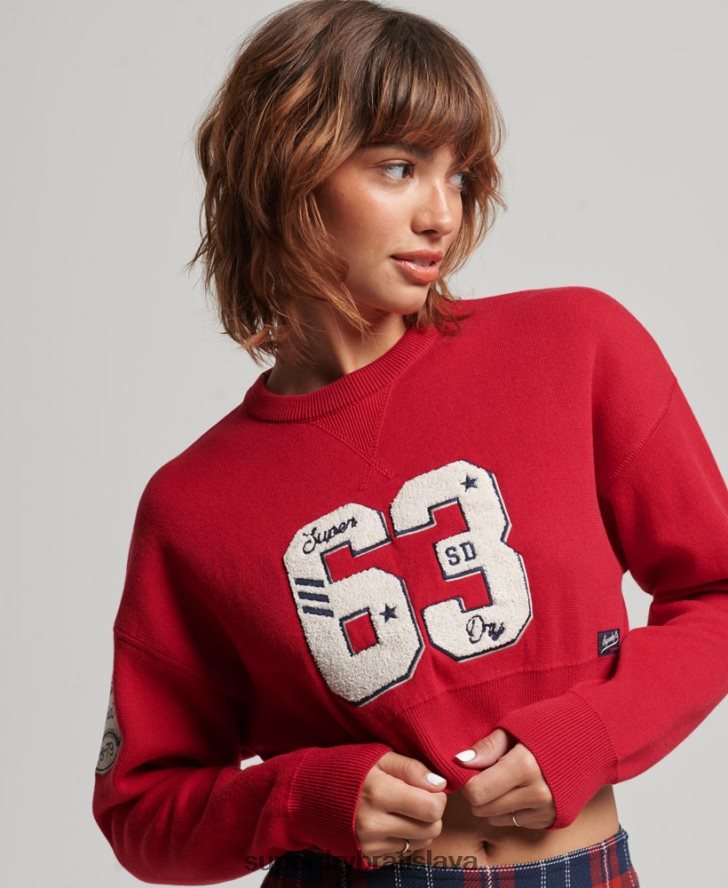Superdry ženy univerzitný jumper pre osádky 6B4ZTR3950 oblečenie červená
