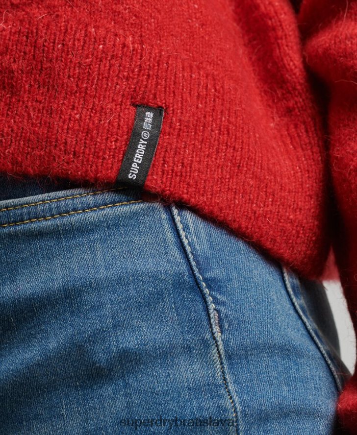 Superdry ženy vintage základný falošný sveter na krk 6B4ZTR3987 oblečenie červená