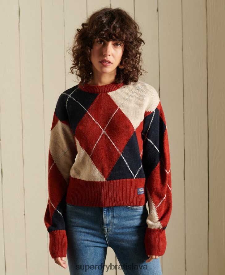 Superdry ženy vzorovaný crew jumper 6B4ZTR4011 oblečenie červená