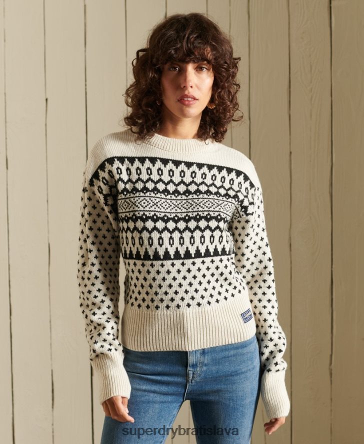 Superdry ženy vzorovaný crew jumper 6B4ZTR4012 oblečenie krém
