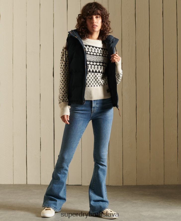 Superdry ženy vzorovaný crew jumper 6B4ZTR4012 oblečenie krém