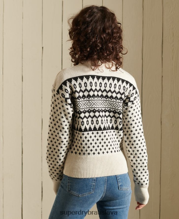Superdry ženy vzorovaný crew jumper 6B4ZTR4012 oblečenie krém