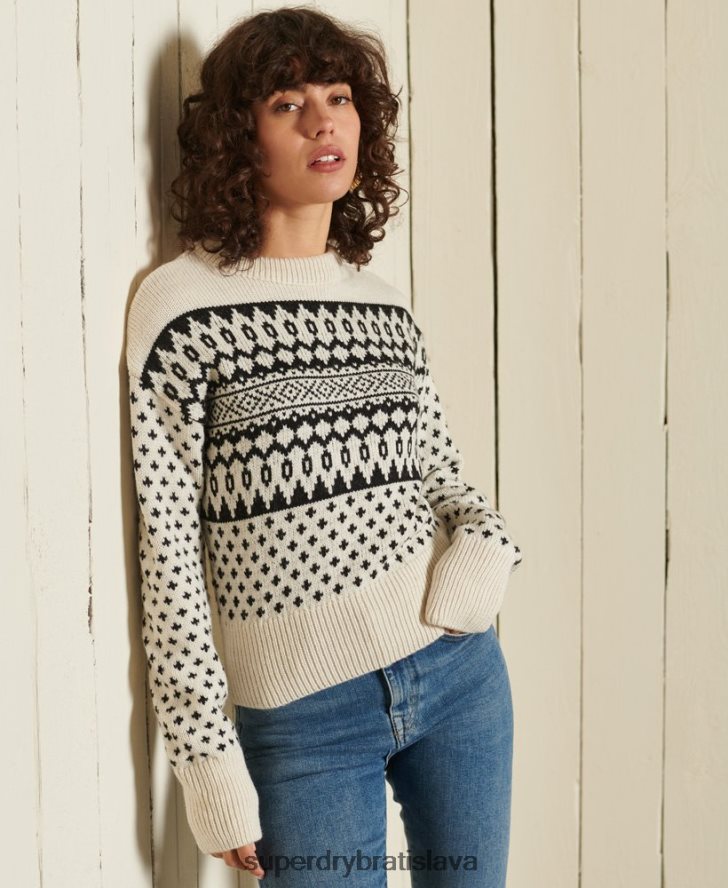 Superdry ženy vzorovaný crew jumper 6B4ZTR4012 oblečenie krém