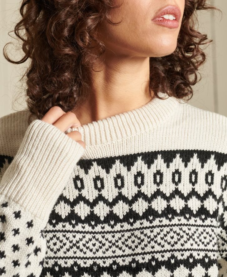 Superdry ženy vzorovaný crew jumper 6B4ZTR4012 oblečenie krém