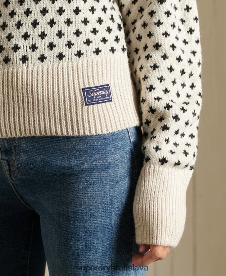 Superdry ženy vzorovaný crew jumper 6B4ZTR4012 oblečenie krém