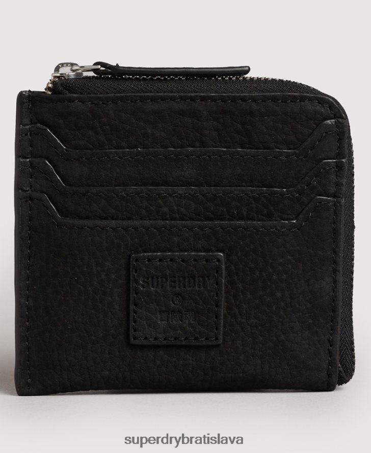 Superdry ženy kožený zips okolo peňaženky 6B4ZTR4315 príslušenstvo čierna