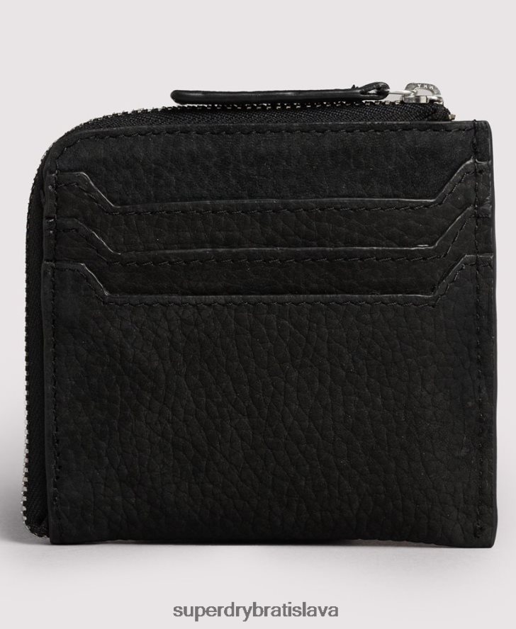 Superdry ženy kožený zips okolo peňaženky 6B4ZTR4315 príslušenstvo čierna