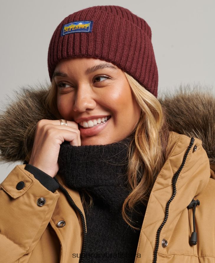Superdry ženy Radarová čiapka zo zmesi vlny 6B4ZTR4244 príslušenstvo červená