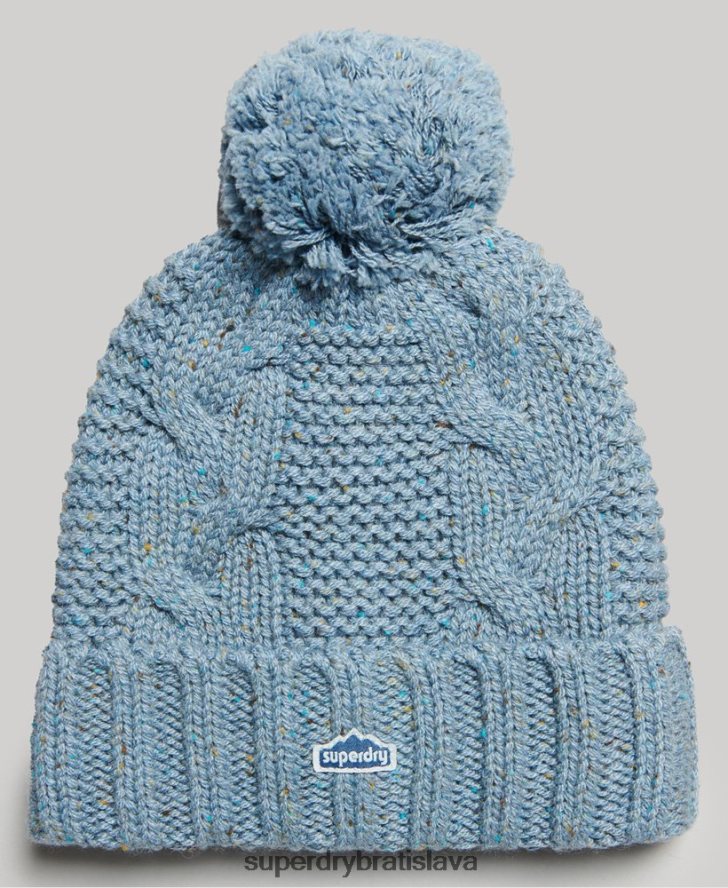 Superdry ženy brmbolcová čiapka z káblového pletenia 6B4ZTR4259 príslušenstvo svetlo modrá