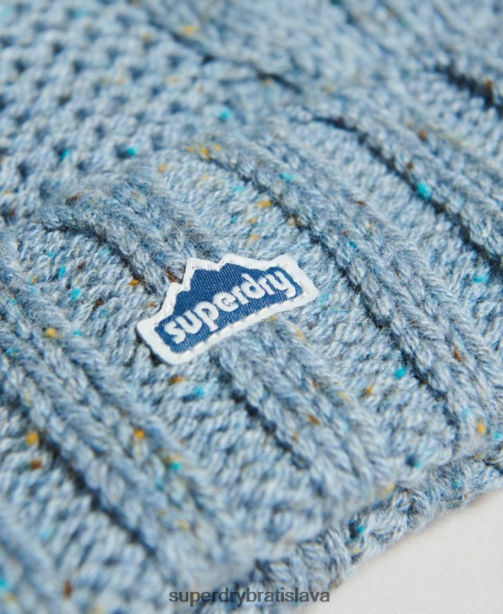 Superdry ženy brmbolcová čiapka z káblového pletenia 6B4ZTR4259 príslušenstvo svetlo modrá