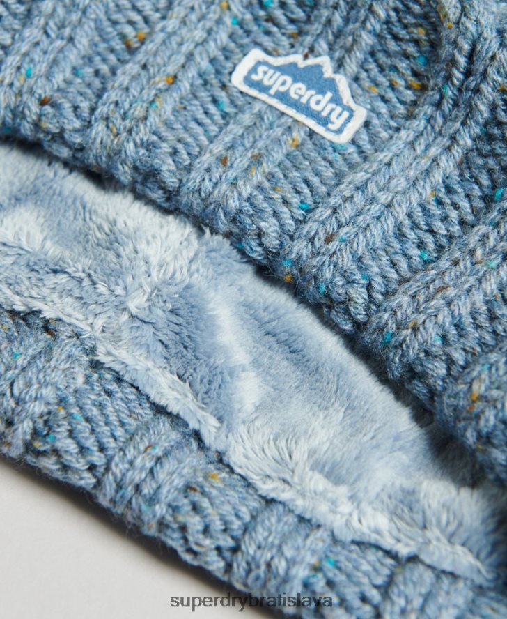 Superdry ženy brmbolcová čiapka z káblového pletenia 6B4ZTR4259 príslušenstvo svetlo modrá