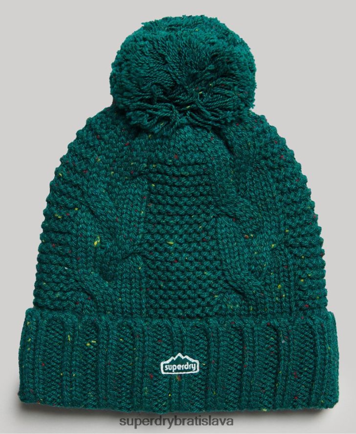 Superdry ženy brmbolcová čiapka z káblového pletenia 6B4ZTR4260 príslušenstvo zelená