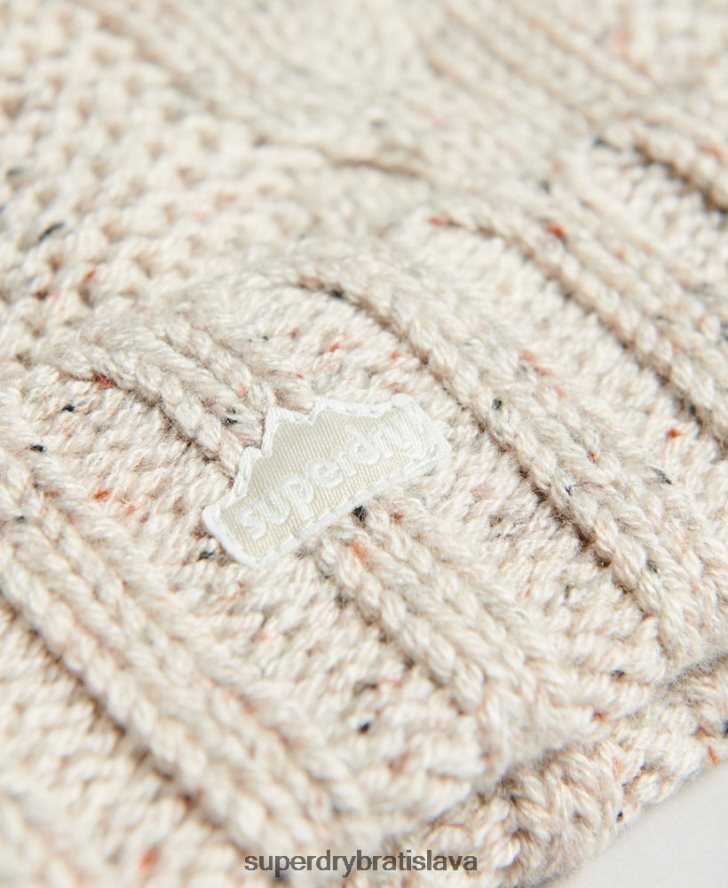 Superdry ženy brmbolcová čiapka z káblového pletenia 6B4ZTR4261 príslušenstvo béžová