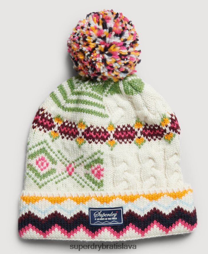 Superdry ženy fairisle čiapka 6B4ZTR4226 príslušenstvo krém