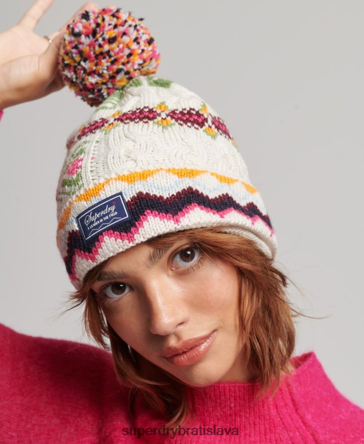 Superdry ženy fairisle čiapka 6B4ZTR4226 príslušenstvo krém