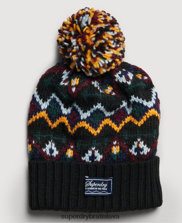 Superdry ženy fairisle čiapka 6B4ZTR6737 príslušenstvo čierna