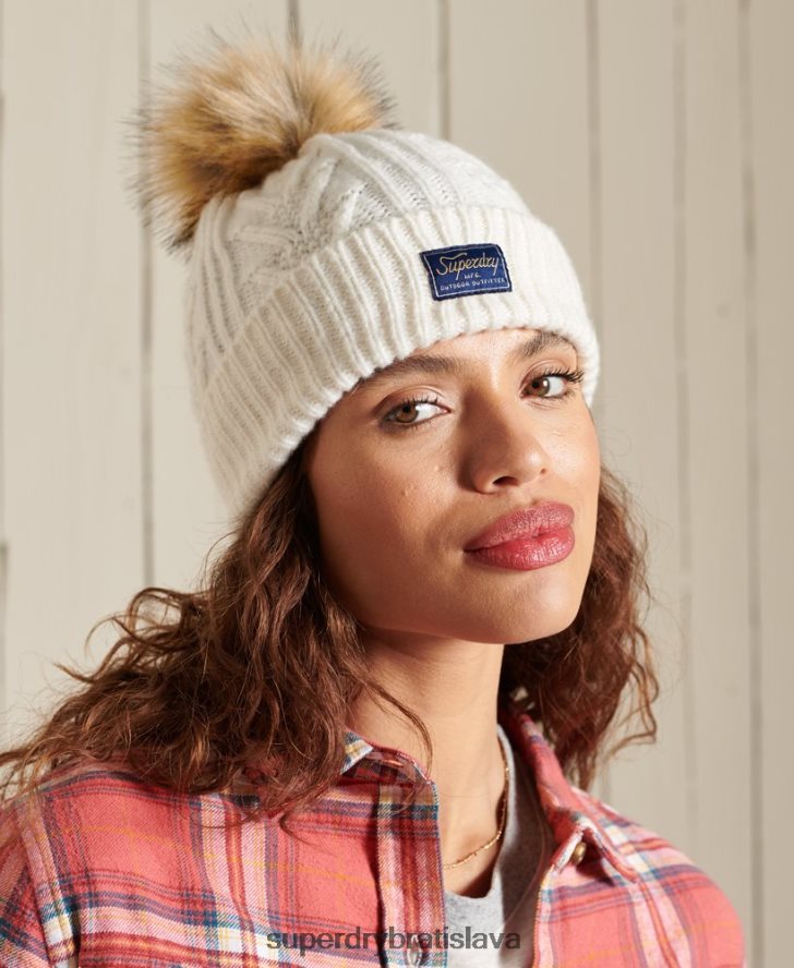 Superdry ženy káblová lux čiapka 6B4ZTR4298 príslušenstvo biely