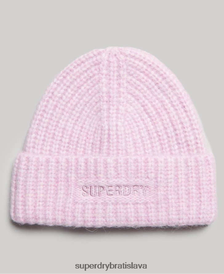 Superdry ženy nevyhnutná rebrovaná čiapka 6B4ZTR4224 príslušenstvo Ružová