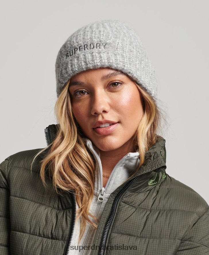Superdry ženy nevyhnutná rebrovaná čiapka 6B4ZTR4238 príslušenstvo striebro