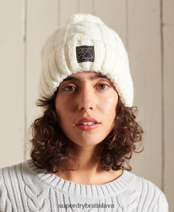 Superdry ženy tvídová káblová čiapka 6B4ZTR4295 príslušenstvo biely
